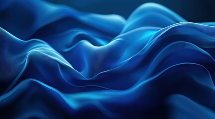 Fototapeta premium Deep blue, wavy fabric folds