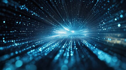 Abstract digital tunnel of light particles