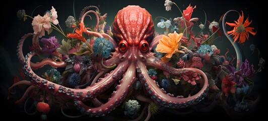A Medusa vs kraken , a small creature made of glass that is sitting in the palm of your hand,ai generative