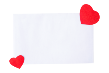 red heart with blank note isolated on transparent background