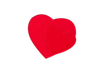 red heart made of paper cut isolated on white