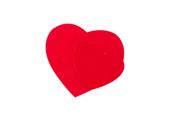 red heart made of paper cut isolated on white