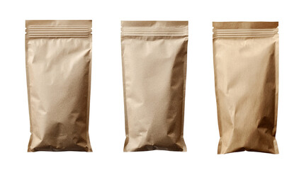 blank brown paper sachet on white background