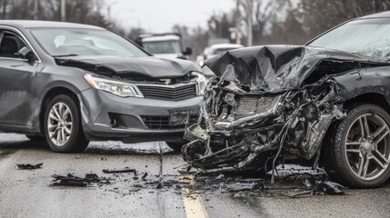 Close-up of white SUV stopped on roadside behind red and yellow reflective warning triangle, indicating vehicle breakdown or accident under safety regulations in urban or highway settings