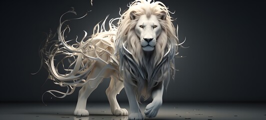 white lion Wireframe , photorealistic, cinematic,ai generative