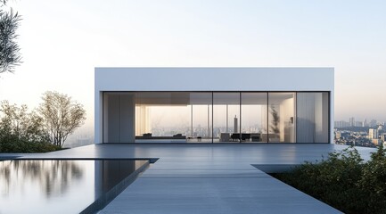 Modern house with pool overlooking city (1)