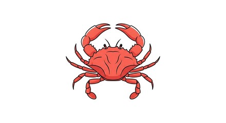 Minimalist Red Crab Vector – Flat Style Illustration Isolated on White


