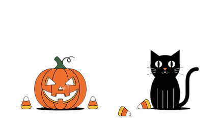 halloween cat with pumpkin
