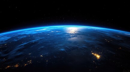 Obraz premium Earth from space, illuminated