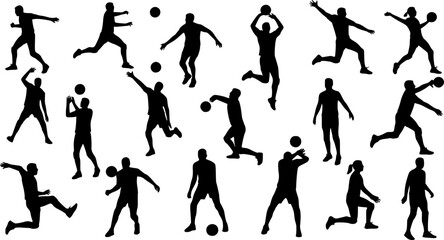 Fototapeta premium Set of silhouettes of volleyball sport vector design 