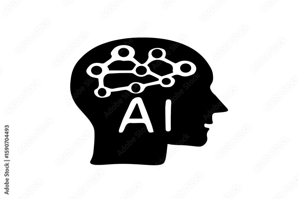 Poster this icon depicts a solid black silhouette of a human head in profile view, facing to the right. ins
