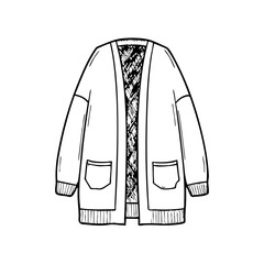 Cardigan sketch design with pockets and open front style  