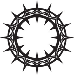 black round crown of thorns vector illustration, crown of thorns silhouette vector icon, logo design