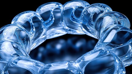 A ring of translucent, blue, interconnected orbs