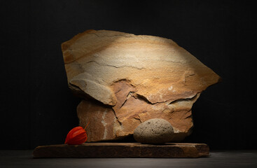 composition with stones for cosmetic perfume background