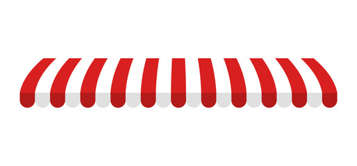 Curved Red White Shop Canopy – Vector Awning for Storefront or Market Stall