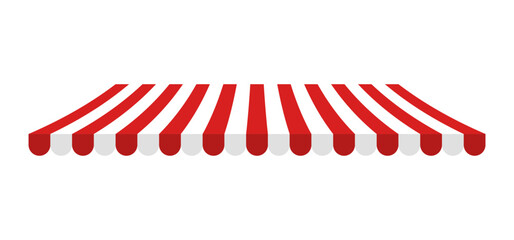 Curved Perspective Canopy – Red and White Shop Awning Vector Illustration