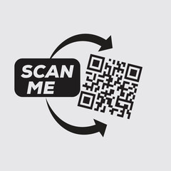 Minimalist Black and White QR Code Vector – Simple Geometric Scan Code Illustration for Modern Technology Concepts

