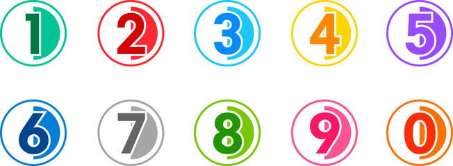 Colorful number bullet point set from 1 - 9. Number icon for infographic and presentation