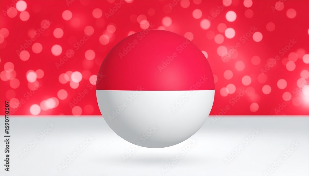 Poster indonesian flag represented by a sphere with a bokeh background design effect
