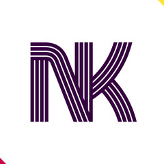Parallel line monogram initial logo, combination of letter N and K. Best for branding, company and corporation name abbreviation. personal and commercial purpose.