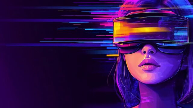 A futuristic individual explores an immersive digital realm with a sleek head-mounted display.
