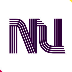 Parallel line monogram initial logo, combination of letter N and U. Best for branding, company and corporation name abbreviation. personal and commercial purpose.
