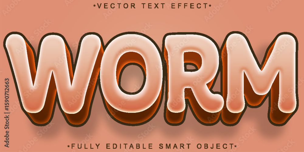 Poster slimy wiggly earthworm garden soil nature vector fully editable smart object text effect
