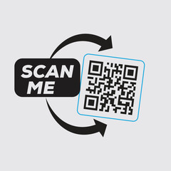 Minimalist Black and White QR Code Vector – Simple Geometric Scan Code Illustration for Modern Technology Concepts

