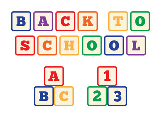 Back to School ABC 123 Block Clipart – Rainbow Educational Letter and Number Graphics