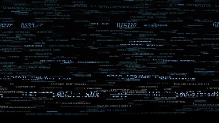 Abstract data stream visualization with numbers and code elements on black background - Powered by Adobe