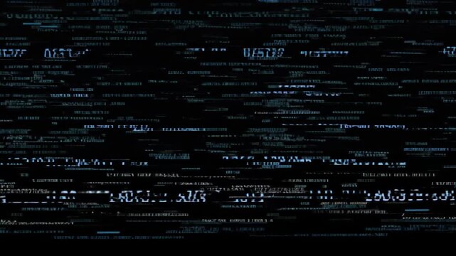 Abstract data stream visualization with numbers and code elements on black background