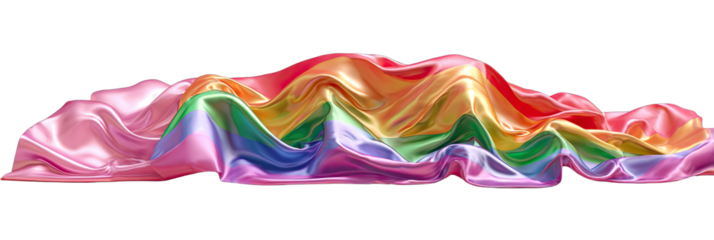 Abstract rainbow fabric draped in a flowing, wavy design