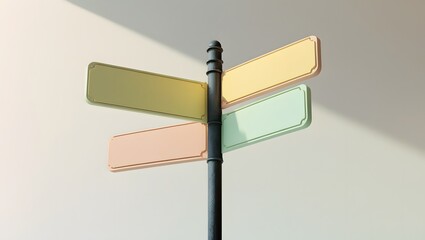 Obraz premium Conceptual Signpost in Pastel Macaron Palette – Stylized Digital Art 