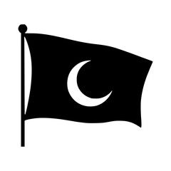Black Flag with Crescent Moon - Vector Icon