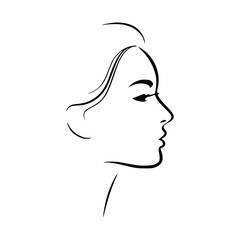 Elegant Line Art Woman Profile Silhouette