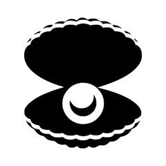 Black Shell Icon - Minimalist Vector Illustration