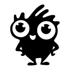 Cute Black Cartoon Character Silhouette
