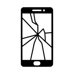 Broken Smartphone Icon - Vector Illustration