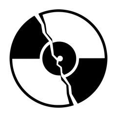 Broken Vinyl Record Icon - Black & White Vector