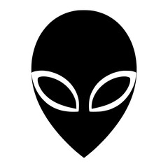 Alien Head Icon - Minimalist Black & White
