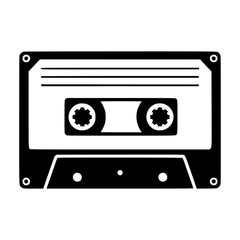Retro Cassette Tape Icon - Black & White