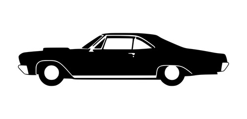 Classic Car Silhouette Black & White