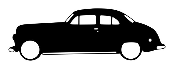 Vintage Car Silhouette Black & White