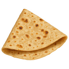 Fototapeta premium Triangle Chapati Flatbread Folded Neatly on a Transparent Background