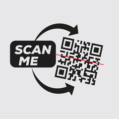 Minimalist Black and White QR Code Vector – Simple Geometric Scan Code Illustration for Modern Technology Concepts
