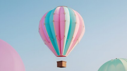 Fototapeta premium Minimalist Hot Air Balloon with Luxurious Childlike Design 