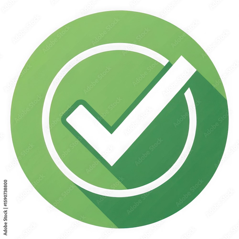 Poster green check mark inside a circular border with a subtle shadow effect on a black background