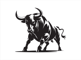 Fototapeta premium Angry bull running vector, Bull silhouette vector illustration design. 