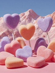 Fototapeta premium National Lollipop Day Heart Candy Background with Valentines Day and Mothers Day Seasonal Vibes for Premium Social Media and Marketing Campaigns